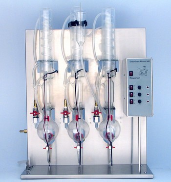 Glasschem OH-3, destilador de grado alcoholico con 3 cabezales